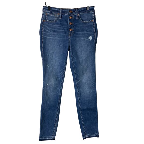 Madewell Women's Button Fly 10" High-Rise Skinny Jeans - Size 27 - Indie Mom - Picture 1 of 8